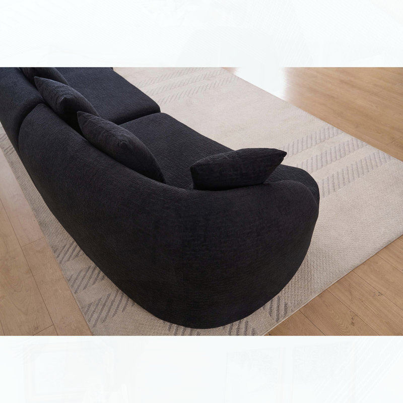 110" Curved Modular Sectional Sofa, Black