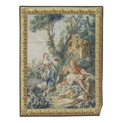 Hand-Knotted High-Quality Blue and Green Area Rug