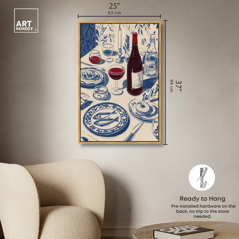«Dinner I», impression sur toile encadrée par Art Remedy, cadre doré, 24 x 36, H 37 po x l 25 po, Encadrement doré