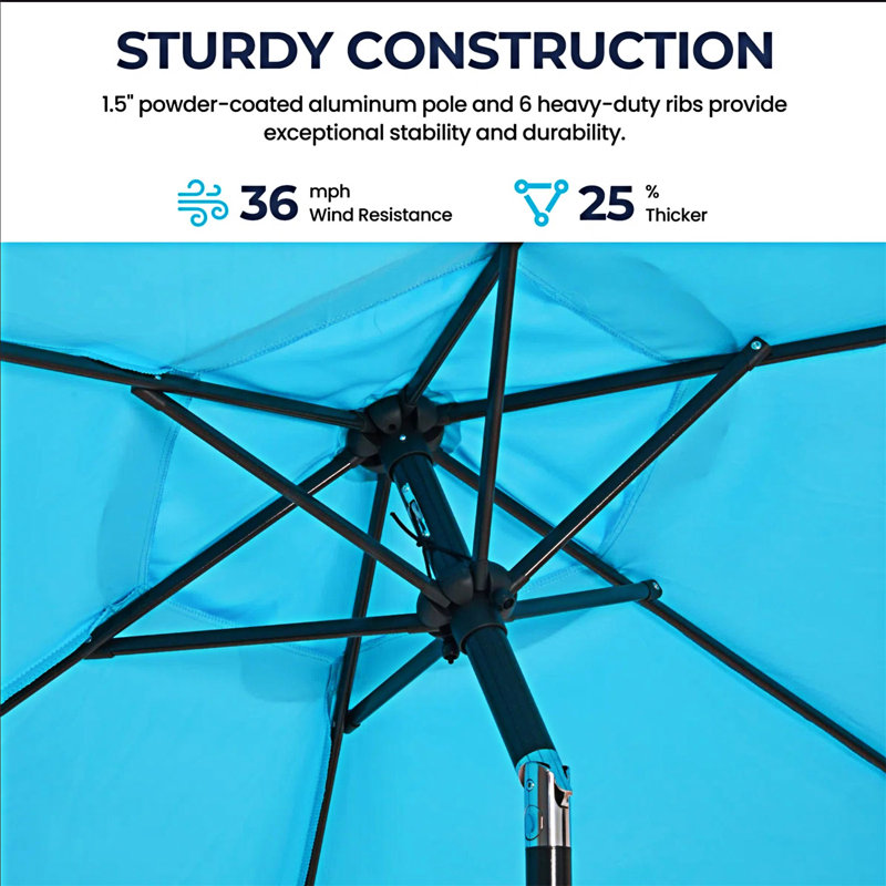 Parasol de marché avec manivelle Li, Bleu, L 90,02 po x P 90,02 po