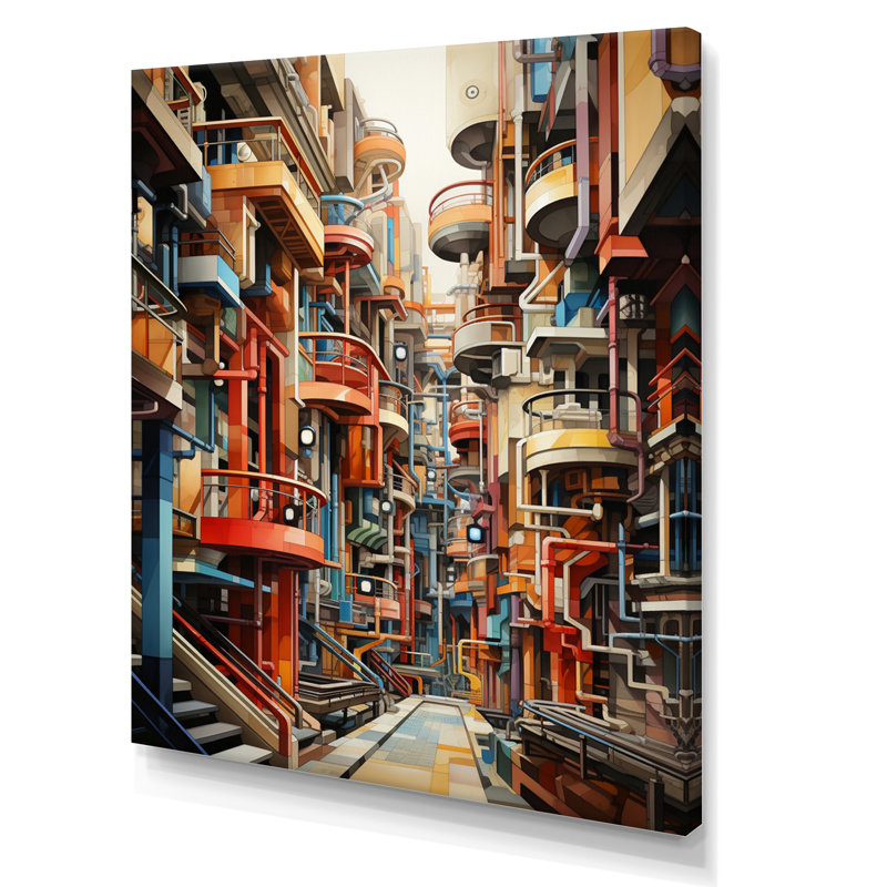 Constructivisme industriel, utopie imaginaire sur toile, H 40 po x l 30 po x P 1,5 po
