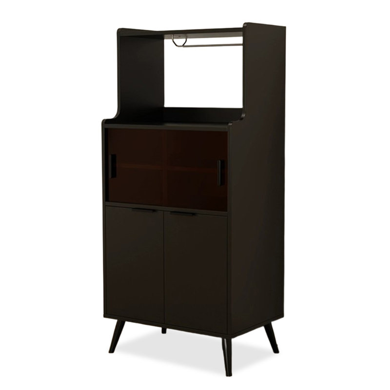 Buffet en bois massif noir, H 51,18 po x l 23,62 po x P 15,75 po, Noir