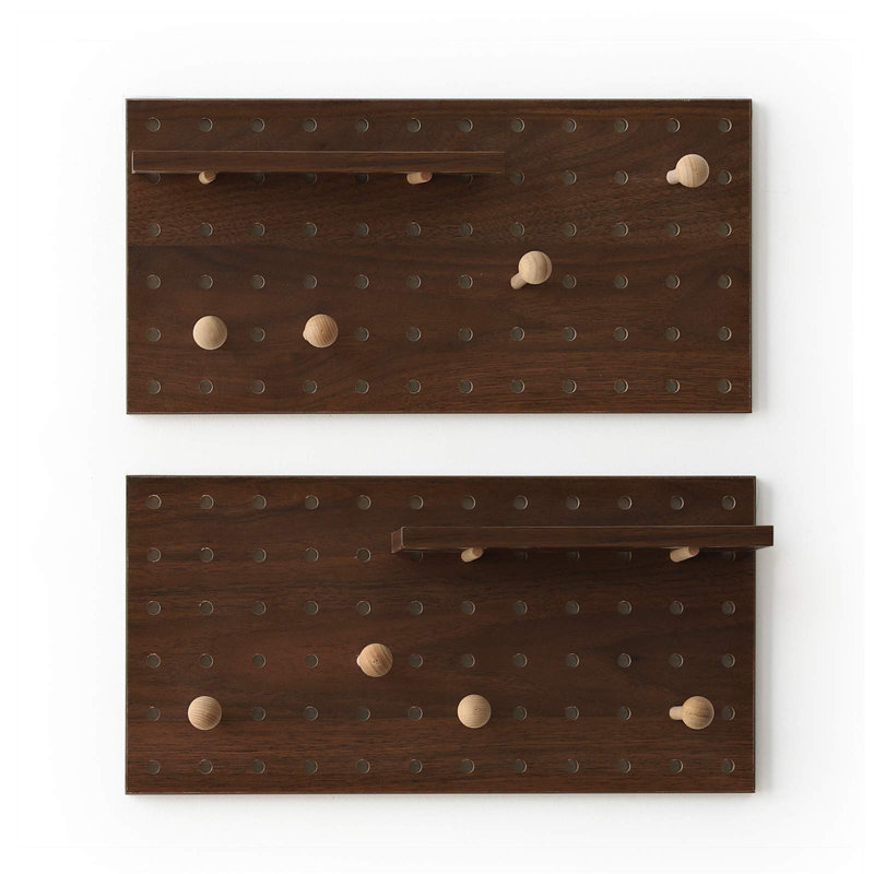 Wooden Pegboard Modular Display Organization Storage Wall Hooks Shelf(Colour:Walnut)