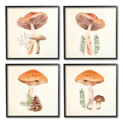 Woodland Mushroom Botanical Sprouts, ensemble de 4 giclées encadrées par Lucca Sheppard