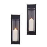 Metal and Glass Wall Sconce Candle Holder Set