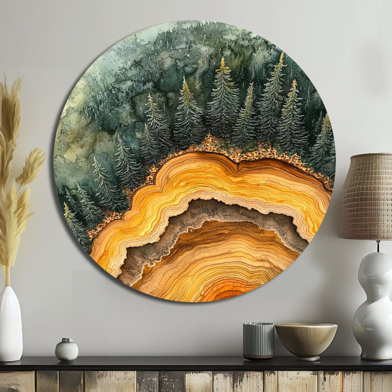 Décoration murale ronde en métal Abdia - Forest, H 16 po x l 16 po