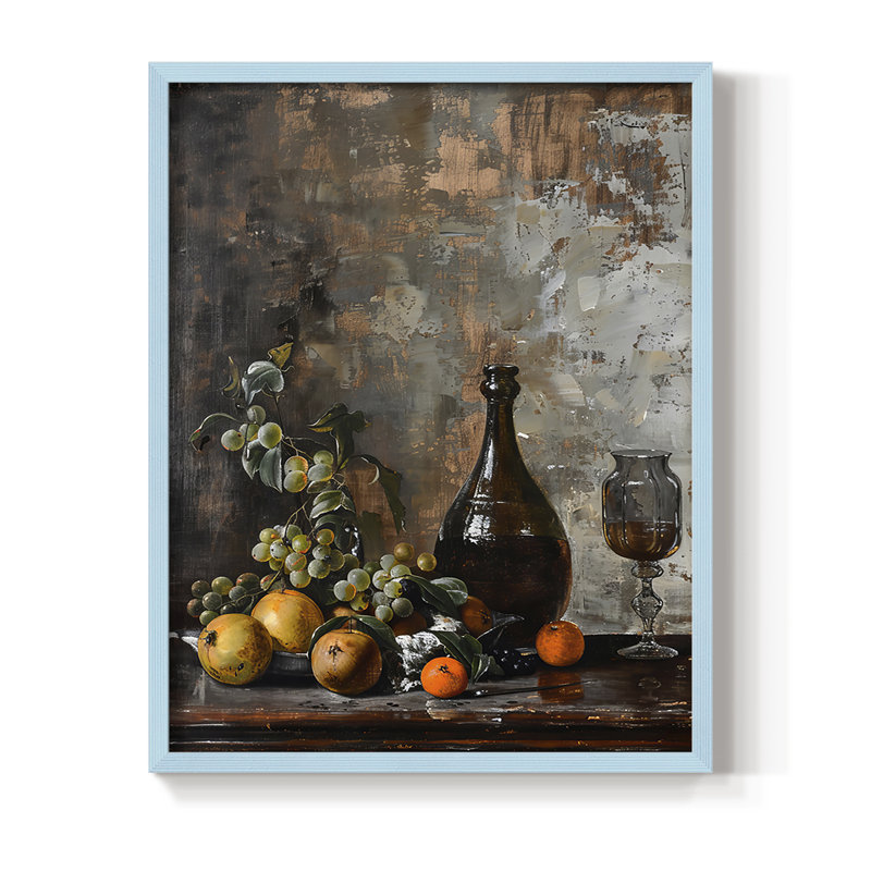 Reproduction encadrée FLORAL Series DCC XXXIV - bois massif, H 11 po x l 9 po, Bleu