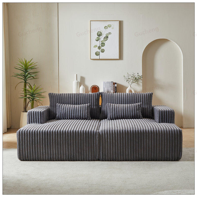 Chaise longue modulaire surdimensionnée de 87 pouces, aucun assemblage requis, causeuse en peluche avec canapé-lit inclinable, fauteuil-lit moderne moelleux pour la vie intérieure