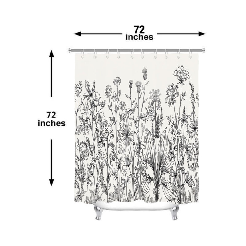 Rideau de douche à motif encre noire 72 po x 72 po