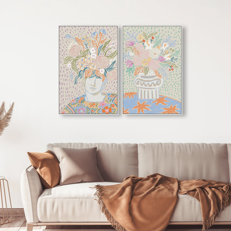 Summer Flourish Set Set by Oliver Gal, 50"H x 34"W, White Floater Frame