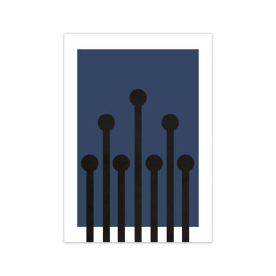 Black And Blue Scandinavian Art - Print