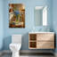 Plantes et fleurs Fleurs bleues dans un pot sur une chaise en bois-1696789005