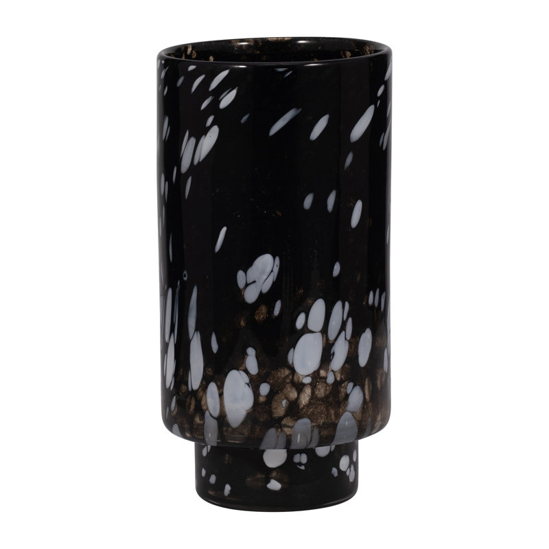 Élégant grand vase en verre noir et blanc Hennie de 13 po pour un look moderne, H 13 po x l 6 po x P 6 po