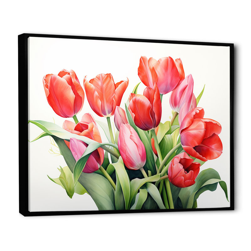 «Tulipes Minimalisme Dream I» sur toile, Cadre flottant noir, 24" H x 32" W
