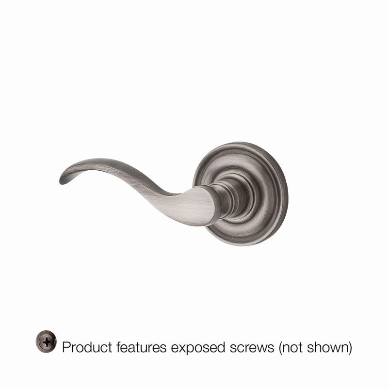 Curve Single Dummy Door Lever with Traditional Round Rose, Left, Polished Brass
