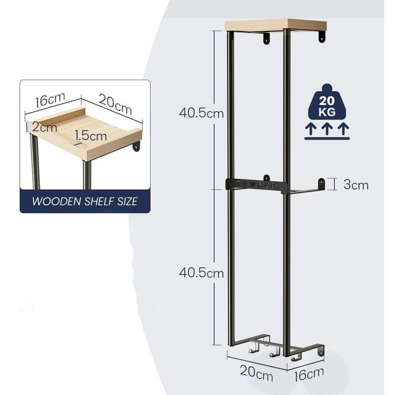 Annija 2 Wall Mounted Required Towel Rack
