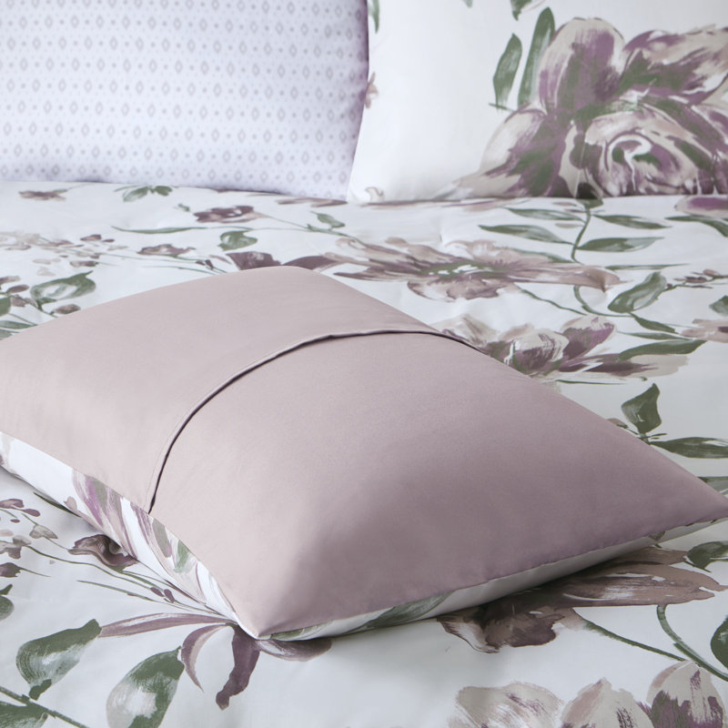 California King Gray Floral Microfiber Bed in a Bag Set