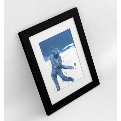 Blue Cricket Player - Single Picture Frame Print
