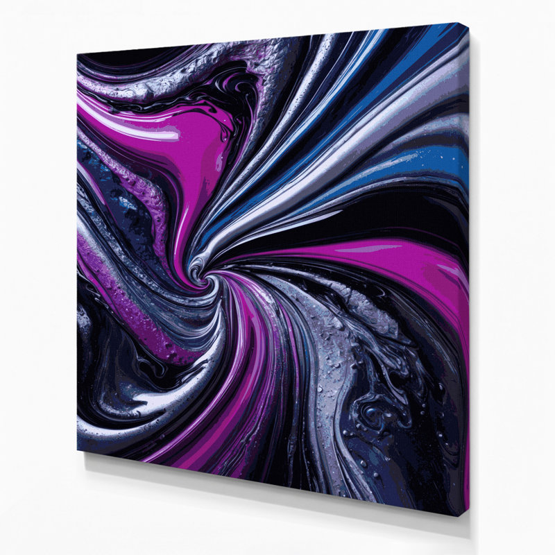 Abstrait art fluide sur toile mauve 33, H 16 po x l 16 po
