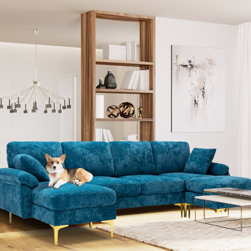 Canapé modulaire 6 pièces Ajon, Mélange de polyester bleu