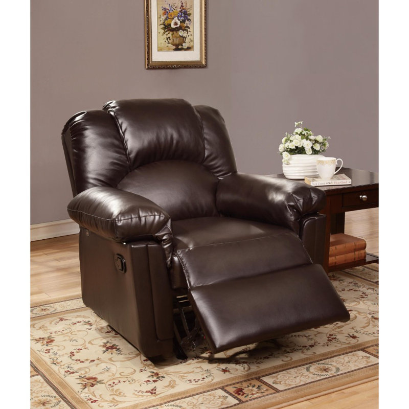 Brincken Faux Leather Recliner, Dark Brown Faux leather