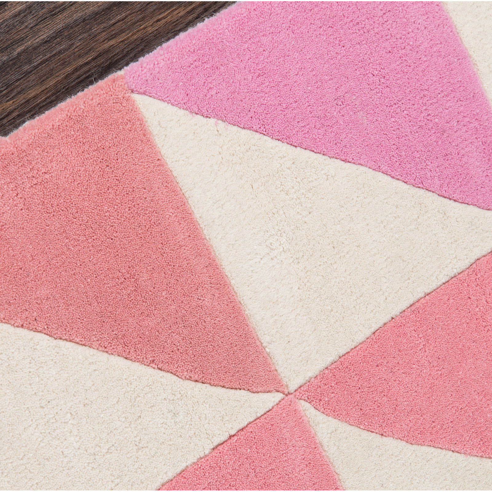 Glory Ivory Pink Orange Hand-Tufted Wool Rug, Rectangle 5' x 8'
