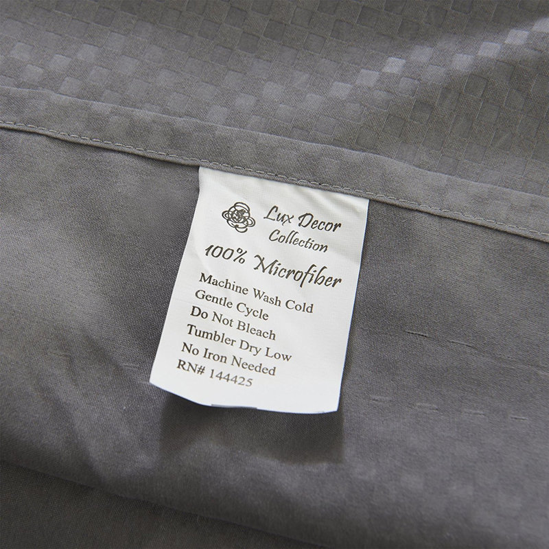 Microfiber Bed Sheets Set Checker Embossed Bedding Set, Queen Sheet Set with Fitted Sheet and Pillowcase, Gray
