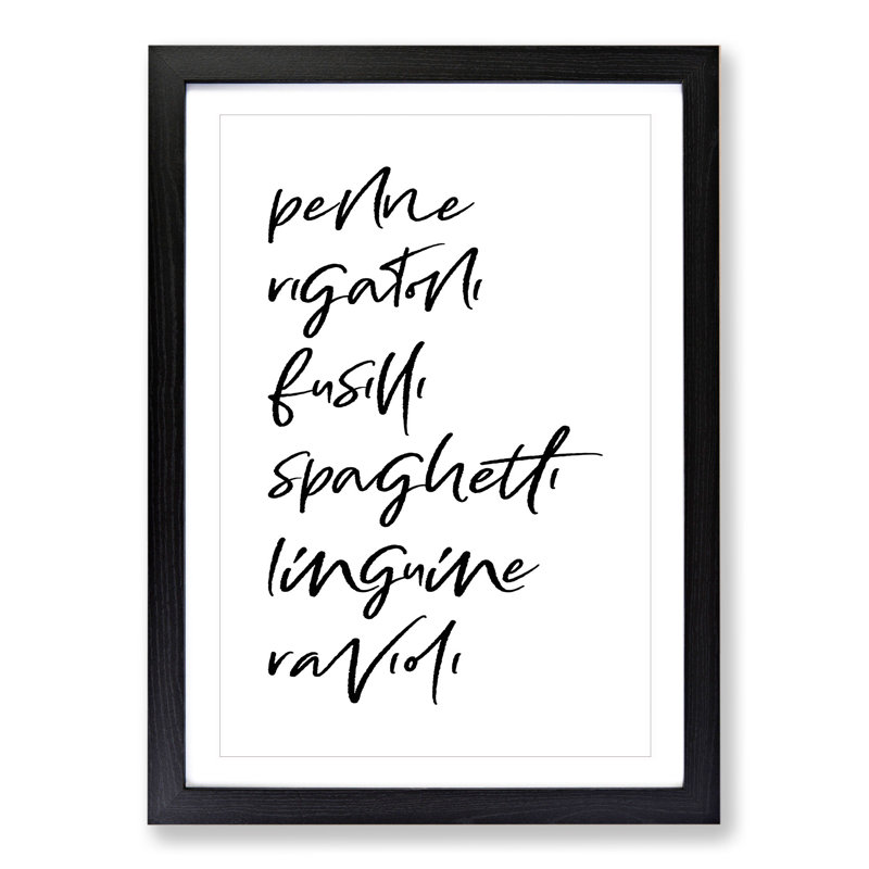 Pasta - Framed Print, Black Framed, 90cm H x 65cm W x 2cm D
