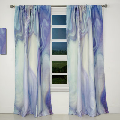 Marbled Colours in Shades of Turquoise and Purple - Modern Velvet Curtain - 1 panel