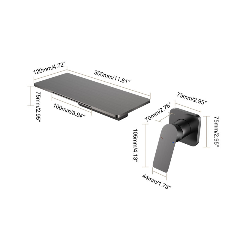 Wall Mounted Optional Single-handle Bathroom Faucet, Brushed Gray