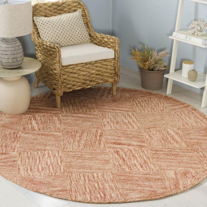 Soho 182 Hand Tufted Viscose/Wool Geometric Rug in Rust, Round 6'