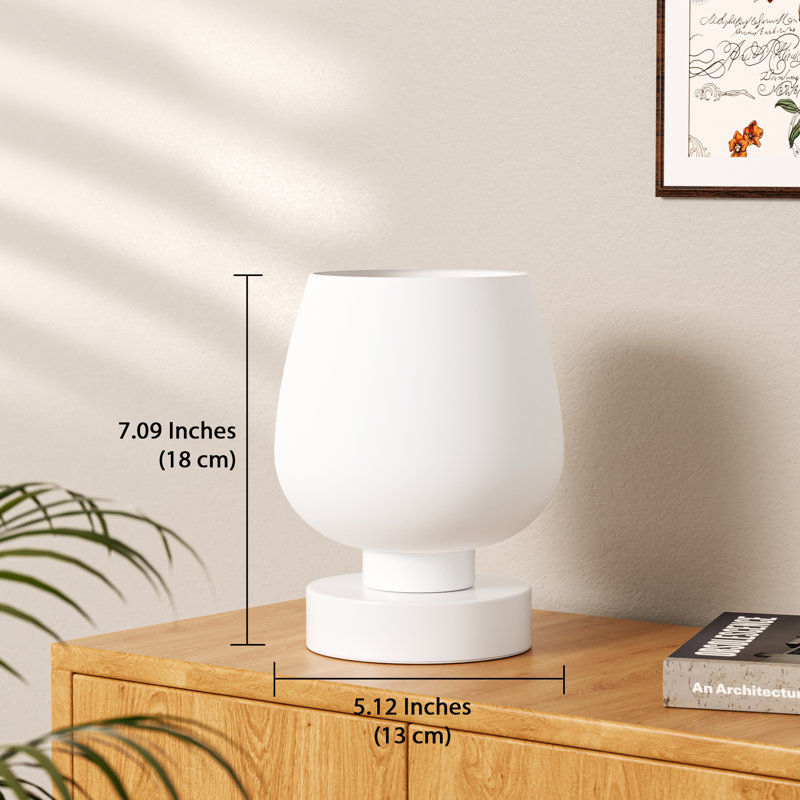 7'' Minimal & Novelty Bedside Table Lamp with Tocuh Control and Glass Shade