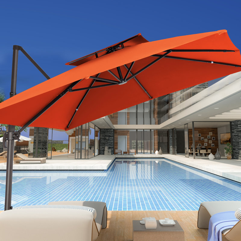 Parasol en porte-à-faux 11 pi Germar, Orange, H 106 po x l 132 po x P 132 po