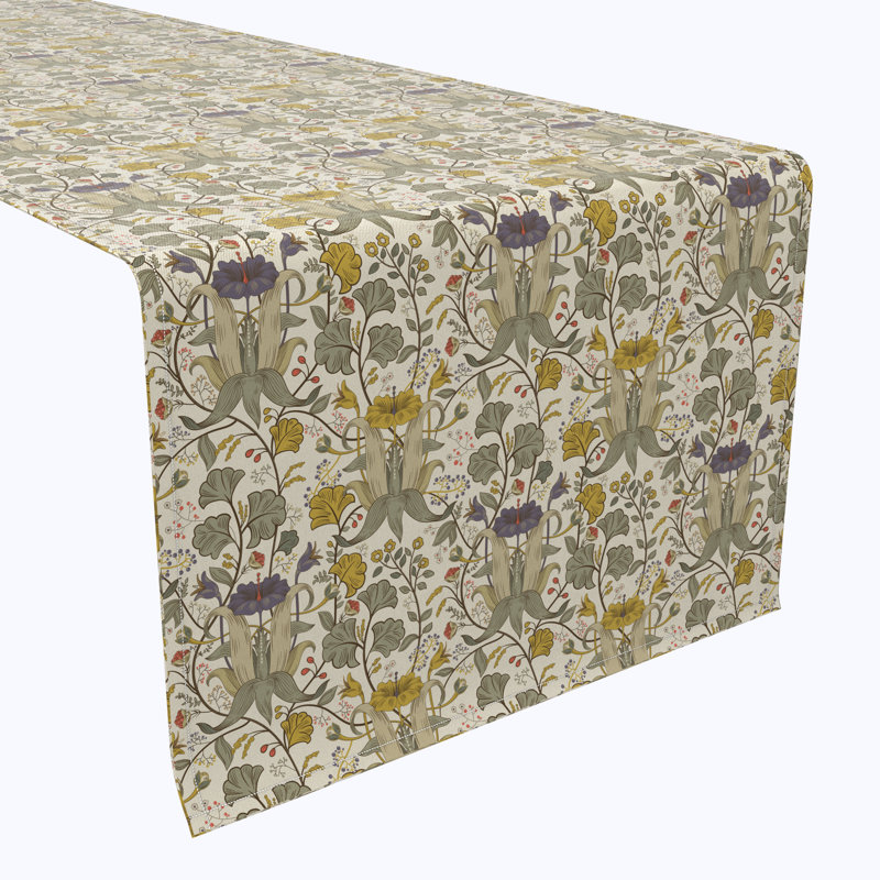 Floral Table Runner – 100% Cotton, Washable, Farmhouse Dining Linen, 16" x 108"
