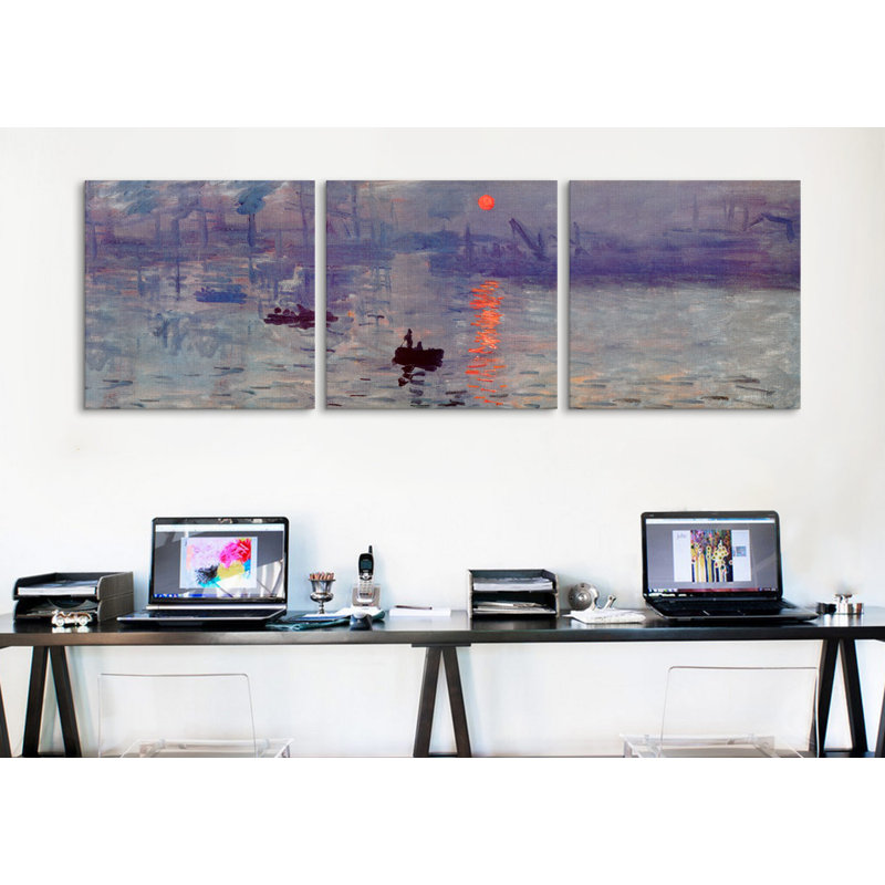 Miko «Sunrise Impression» par Claude Monet, ensemble de 3 reproductions d'art sur toiles tendues
