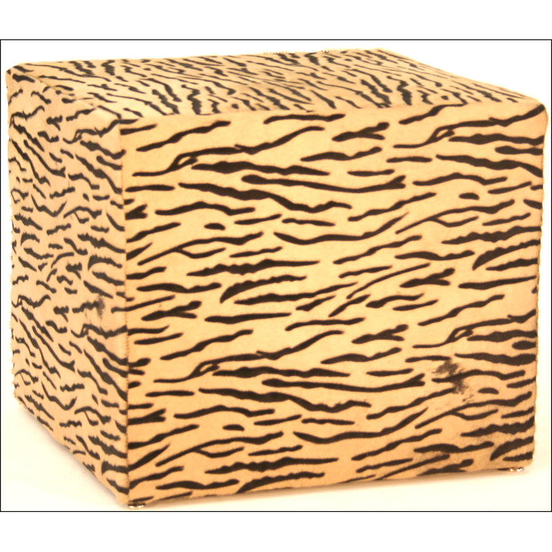 Square Ottoman, Bella Pearl Performance Velvet, French Ivory