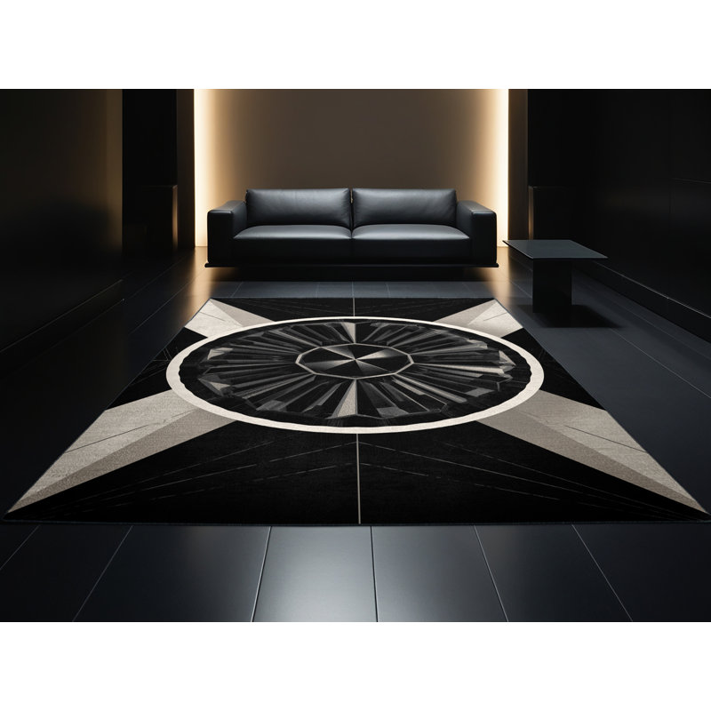 Tapis géométrique chic et luxueux lavable à la machine Wilkerson, 3 x 5