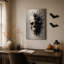 Art mural sur toile fendu ivoire et noir avec crâne noir-97806865