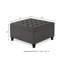 Grand repose-pieds carré avec rangement et pieds en bois, table basse capitonnée avec garniture cloutée pour espace de vie, gris foncé-873932294