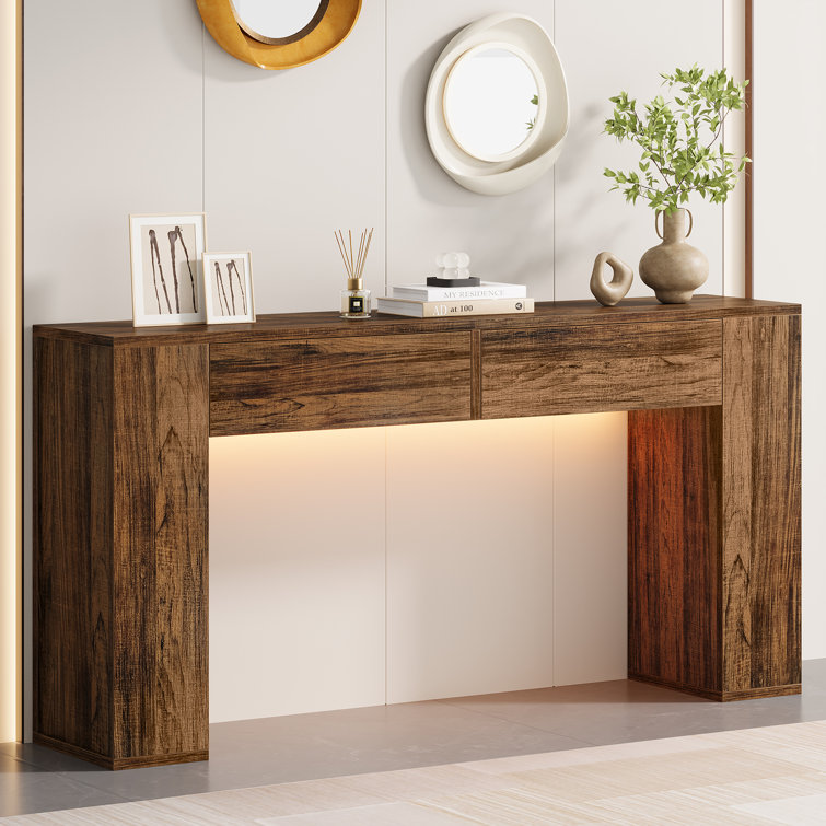 Diyanna 55.12'' Console Table with 2 Drawers & LED Light