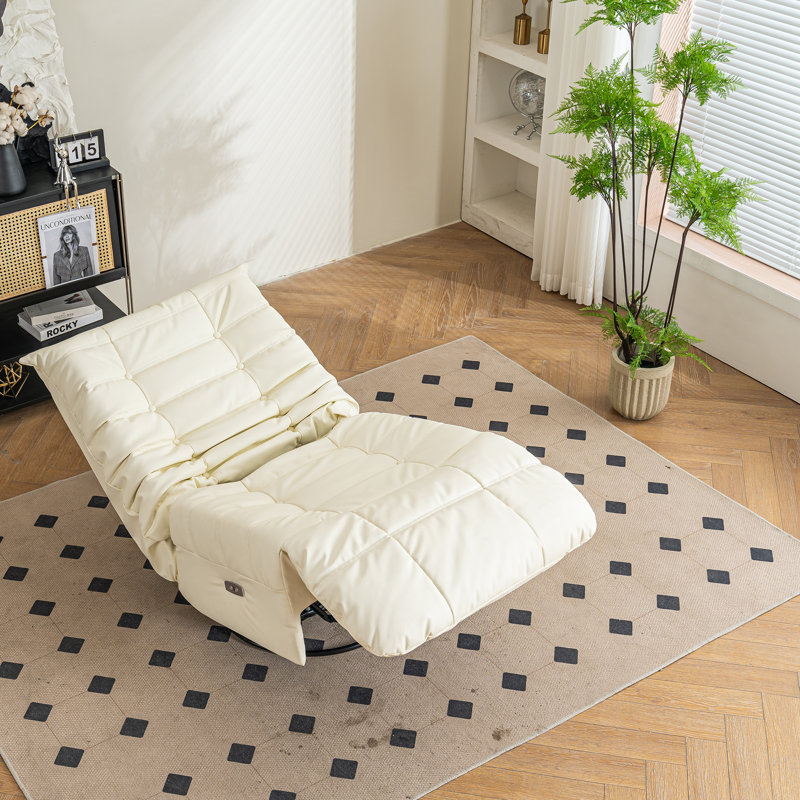 Fauteuil inclinable et pivotant en cuir Vegan, Similicuir blanc
