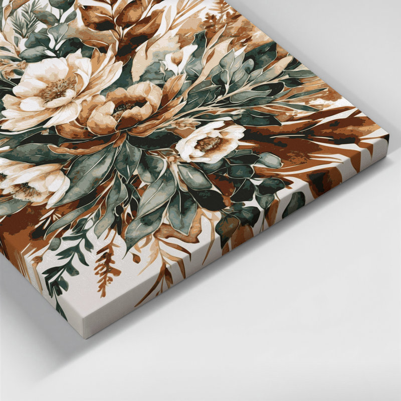 "Watercolor Floral 84", art mural sur toile grise, H 20 po x l 30 po
