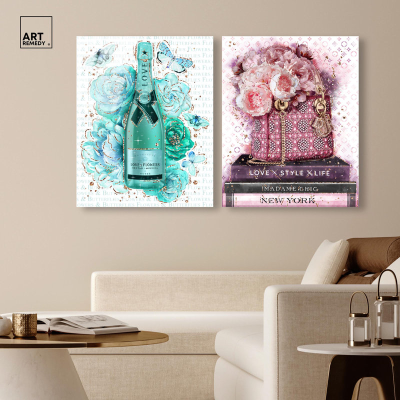 Blush Parisian Glam, ensemble de 2 décorations murales Glam, H 24 po x l 20 po