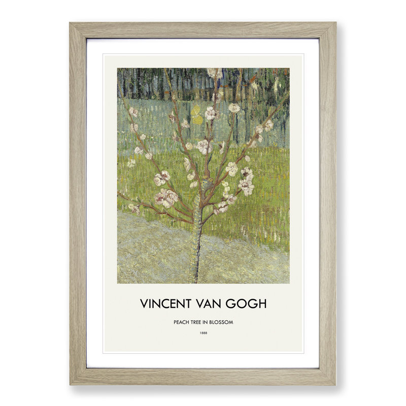 Peach Tree in Blossom by Vincent Van Gogh - Picture Frame Painting, Oak, 36cm H x 27cm W x 2cm D