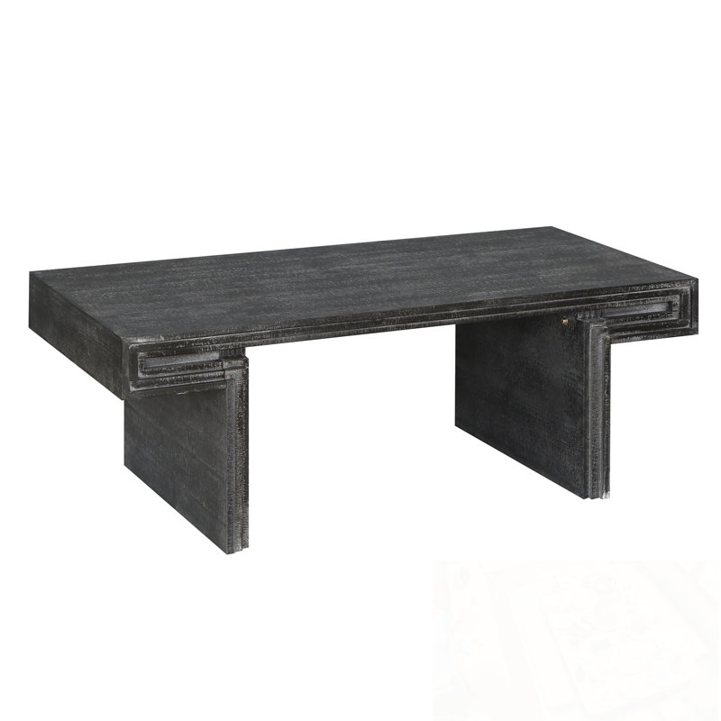 Rectangular ffee Table with sturdy wooden legs, Black