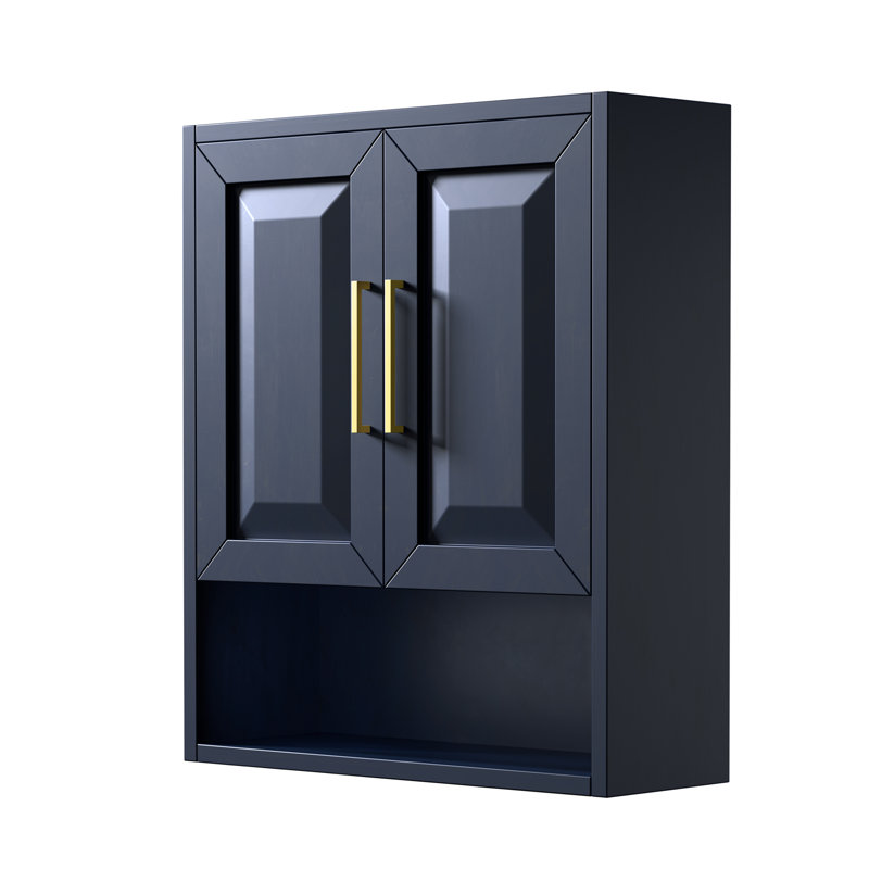 Daria Bathroom Cabinet, Dark Blue/Gold