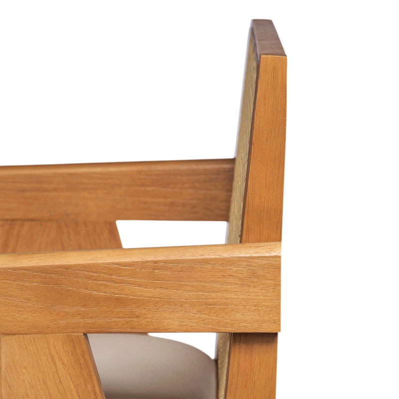 Tabouret de bar à dossier en plastique tissé crème de 27 po de hauteur - siège en tissu rembourré de mousse et structure en bois d'hévéa durable