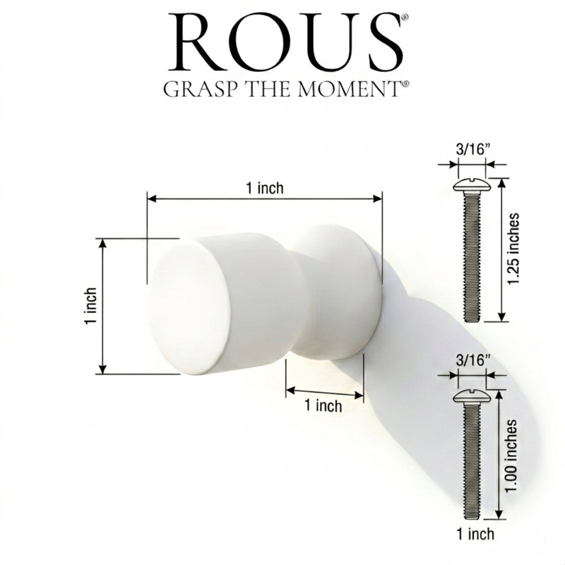 ROUS Harwdare Mid-Century Modern Hourglass Knob, Snow (White)