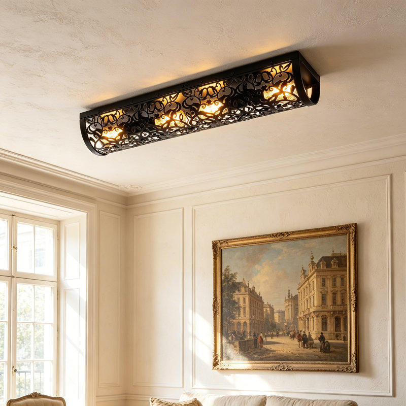 4-Light 80cm Metal Farmhouse Dimmable Flush Mount