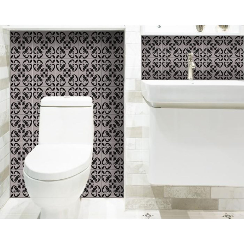 Décoration murale orchidée, H 8 po x l 8 po x P 0,1 po, Noir et blanc